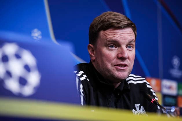 March 17, 2026, Barcelona, Barcelona, SPAIN: Eddie Howe, head coach of Newcastle United, attends the press conference, PK, Pressekonferenz ahead of the UEFA Champions League 2025 26, football match against FC Barcelona, Barca at Spotify Camp Nou Stadium on March 17, 2026 in Barcelona, Spain. Newcastle United Training Session And Press Conference - UEFA Champions League 2025 26 - ZUMAa181 20260317_zaa_a181_103 Copyright: xJavierxBorregox