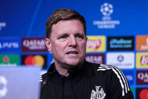 March 17, 2026, Barcelona, Barcelona, SPAIN: Eddie Howe, head coach of Newcastle United, attends the press conference, PK, Pressekonferenz ahead of the UEFA Champions League 2025 26, football match against FC Barcelona, Barca at Spotify Camp Nou Stadium on March 17, 2026 in Barcelona, Spain. Newcastle United Training Session And Press Conference - UEFA Champions League 2025 26 - ZUMAa181 20260317_zaa_a181_117 Copyright: xJavierxBorregox
