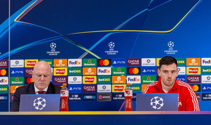Football - UEFA Champions League - Round of 16 - 2nd Leg - Liverpool FC v Galatasaray A.Åž. - MD-1 LIVERPOOL, ENGLAND - Tuesday, March 17, 2026: Liverpool s Andy Robertson during a press conference, PK, Pressekonferenz at Anfield ahead of the UEFA Champions League Round of 16 2nd Leg match between Liverpool FC and Galatasaray A.Åž. (Photo by David Rawcliffe Propaganda) LIVERPOOL Anfield MERSEYSIDE ENGLAND  Copyright: xDavidxRawcliffex P2026-03-17-Liverpool_Galatasaray_MD-1-55