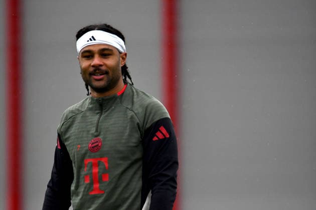 17.03.2026, FC Bayern Training Center, München, Training FC Bayern München , im Bild Abschlusstraining des FC Bayern München vor dem Championsleague Rückspiel gegen Atalanta Bergamo, Serge Gnabry (München) (Photo by Midori Ikenouchi Hasan Bratic DeFodi Images) -