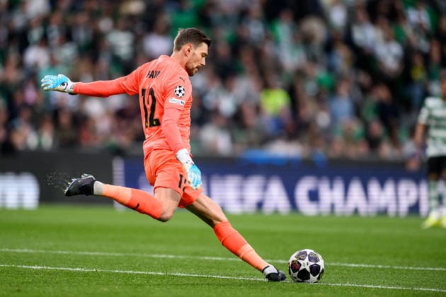 260317 Goalkeeper Nikita Haikin of Bodo Glimt during the UEFA Champions League football match between Sporting CP and Bodo Glimt on March 17, 2026 in Lisbon. Photo: Marius Simensen BILDBYRAN COP 238 MM0063 bbeng football fotball fotboll soccer uefa champions league mesterligaen bodo glimt sporting clube de portugal sporting lisboa sporting lisbon sporting cp Copyright: MARIUSxSIMENSEN BB260317BB645
