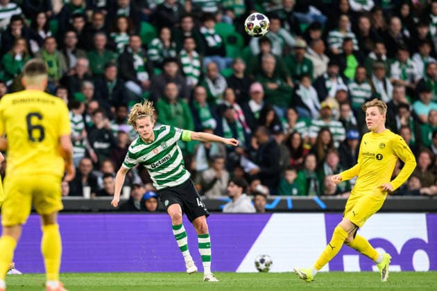 260317 Morten Hjulmand of Sporting during the UEFA Champions League football match between Sporting CP and Bodo Glimt on March 17, 2026 in Lisbon. Photo: Marius Simensen BILDBYRAN COP 238 MM0063 bbeng football fotball fotboll soccer uefa champions league mesterligaen bodo glimt sporting clube de portugal sporting lisboa sporting lisbon sporting cp Copyright: MARIUSxSIMENSEN BB260317BB664