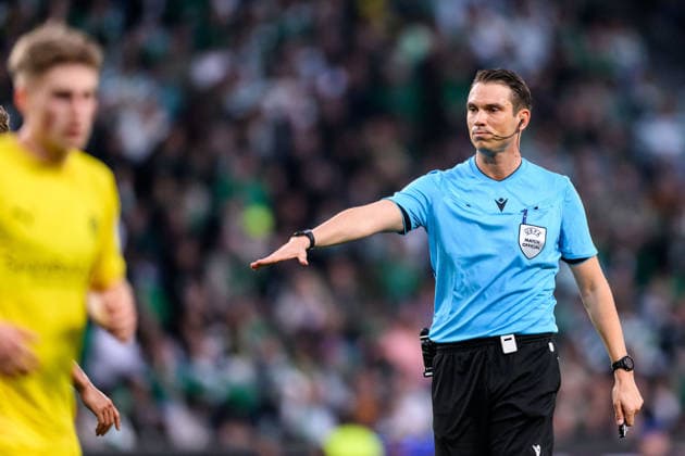 260317 Sandro Schärer, referee during the UEFA Champions League football match between Sporting CP and Bodo Glimt on March 17, 2026 in Lisbon. Photo: Marius Simensen BILDBYRAN COP 238 MM0063 bbeng football fotball fotboll soccer uefa champions league mesterligaen bodo glimt sporting clube de portugal sporting lisboa sporting lisbon sporting cp Copyright: MARIUSxSIMENSEN BB260317BB681