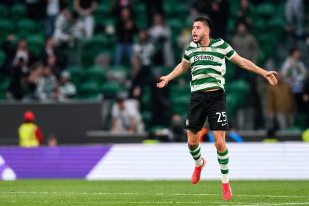 260317 Goncalo Inacio of Sporting celebrates after the 0-1 goal during the UEFA Champions League football match between Sporting CP and Bodo Glimt on March 17, 2026 in Lisbon. Photo: Marius Simensen BILDBYRAN COP 238 MM0063 bbeng football fotball fotboll soccer uefa champions league mesterligaen bodo glimt sporting clube de portugal sporting lisboa sporting lisbon sporting cp jubel Copyright: MARIUSxSIMENSEN BB260317BB690