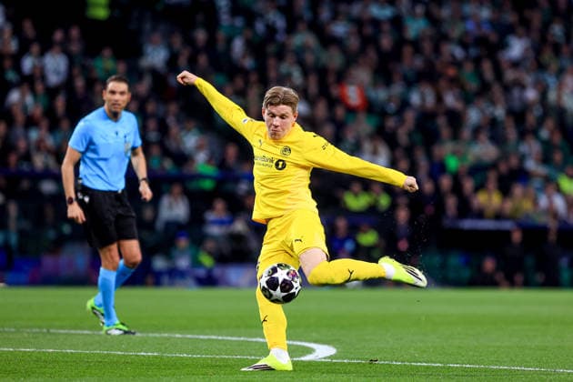 Jens Petter Hauge of Bodo Glimt battles for the ball during the UEFA Champions League, Last 16, second-leg football match between Sporting Clube de Portugal vs Bodo Glimt at Estadio Jose Alvalade on March 17, 2026 in Lisbon, Portugal. UEFA Champions League - Sporting CP vs Bodo Glimt (Valter Gouveia SPP)  Copyright: xValterxGouveia SPPx spp-en-VaGo-VG_L1881