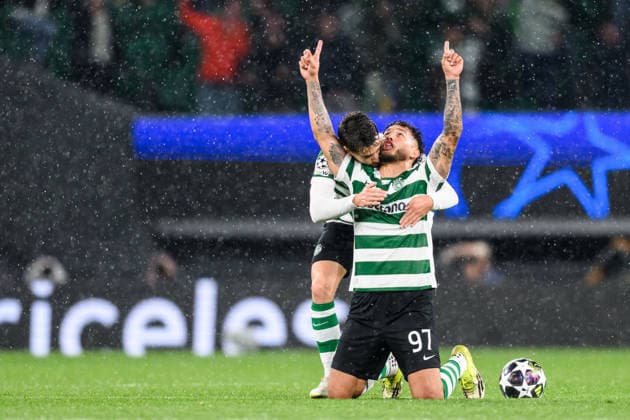 260317 Luis Suarez of Sporting celebrates after the 3-0 goal during the UEFA Champions League football match between Sporting CP and Bodo Glimt on March 17, 2026 in Lisbon. Photo: Marius Simensen BILDBYRAN COP 238 MM0063 bbeng football fotball fotboll soccer uefa champions league mesterligaen bodo glimt sporting clube de portugal sporting lisboa sporting lisbon sporting cp jubel Copyright: MARIUSxSIMENSEN BB260317BB806