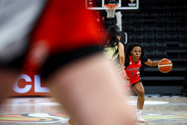 Australia vs Canada Women s Basketball World Cup 2026 Qualifying Tournaments Shaina Pellington of Canada national team, Nationalteam dribbles the ball during the Women s Basketball World Cup 2026 Qualifying Tournaments Group Phase - Group A between Australia National Team and Canada National Team at Turkcell Basketball Development Center on March 17, 2026 in Istanbul, Turkey. Istanbul Istanbul Turkey Copyright: xBurakxBasturkx