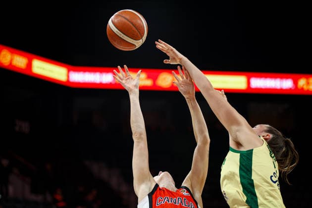 Australia vs Canada Women s Basketball World Cup 2026 Qualifying Tournaments Sami Hill of Canada national team, Nationalteam drives to the basket for a layup during the Women s Basketball World Cup 2026 Qualifying Tournaments Group Phase - Group A between Australia National Team and Canada National Team at Turkcell Basketball Development Center on March 17, 2026 in Istanbul, Turkey. Istanbul Istanbul Turkey Copyright: xBurakxBasturkx
