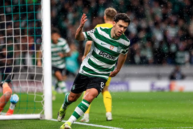 Pedro Goncalves of Sporting CP celebrates after scoring the team s second goal during the UEFA Champions League, Last 16, second-leg football match between Sporting Clube de Portugal vs Bodo Glimt at Estadio Jose Alvalade on March 17, 2026 in Lisbon, Portugal. UEFA Champions League - Sporting CP vs Bodo Glimt (Valter Gouveia SPP) Copyright: xValterxGouveia SPPx spp-en-VaGo-VG_L2064