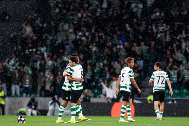 Pedro Goncalves of Sporting CP celebrates after scoring the team s second goal during the UEFA Champions League, Last 16, second-leg football match between Sporting Clube de Portugal vs Bodo Glimt at Estadio Jose Alvalade on March 17, 2026 in Lisbon, Portugal. UEFA Champions League - Sporting CP vs Bodo Glimt (Valter Gouveia SPP) Copyright: xValterxGouveia SPPx spp-en-VaGo-VG_L2094