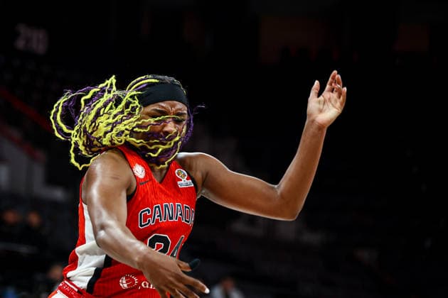 Australia vs Canada Women s Basketball World Cup 2026 Qualifying Tournaments Aaliyah Edwards of Canada national team, Nationalteam in action during the Women s Basketball World Cup 2026 Qualifying Tournaments Group Phase - Group A between Australia National Team and Canada National Team at Turkcell Basketball Development Center on March 17, 2026 in Istanbul, Turkey. Istanbul Istanbul Turkey Copyright: xBurakxBasturkx