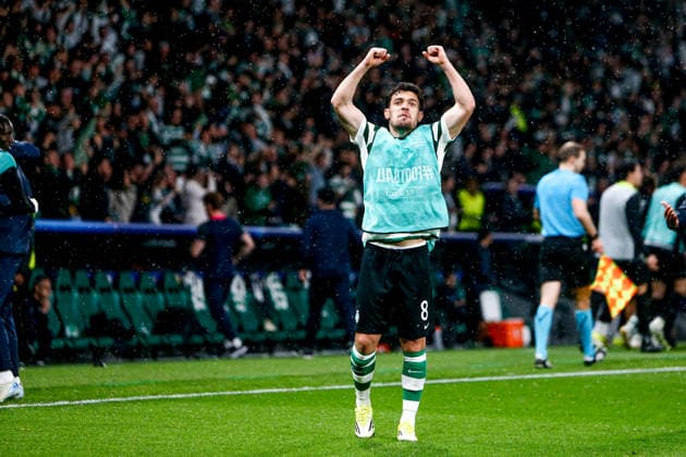 Pedro Goncalves of Sporting CP celebrates team goal during the UEFA Champions League, Last 16, second-leg football match between Sporting Clube de Portugal vs Bodo Glimt at Estadio Jose Alvalade on March 17, 2026 in Lisbon, Portugal. UEFA Champions League - Sporting CP vs Bodo Glimt (Valter Gouveia SPP) Copyright: xValterxGouveia SPPx spp-en-VaGo-_GO_8210