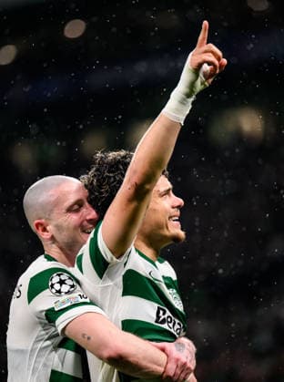260317 Maximiliano Araujo of Sporting celebrates after scoring the 4-0 goal during the UEFA Champions League football match between Sporting CP and Bodo Glimt on March 17, 2026 in Lisbon. Photo: Marius Simensen BILDBYRAN COP 238 MM0063 bbeng football fotball fotboll soccer uefa champions league mesterligaen bodo glimt sporting clube de portugal sporting lisboa sporting lisbon sporting cp jubel Copyright: MARIUSxSIMENSEN BB260317BB865