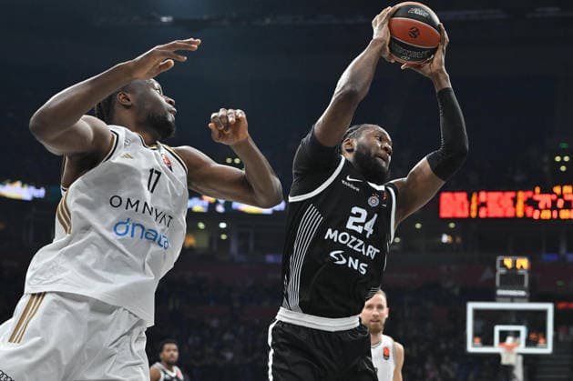 PARTIZAN vs DUBAI BASKETBALL BRUNO FERNANDO vs MFIONDU KABENGELE basketball Partizan vs Dubai basketball during Euroleague match at Beogradska arena, Beolgrade 17.03.2026 Foto: BASKETBALL, EUROLEAGUE, PARTIZAN, DUBAI BASKETBALL Belgrade Belgrade arena Serbia Copyright: xMarkoxMetlas xMNxPressx