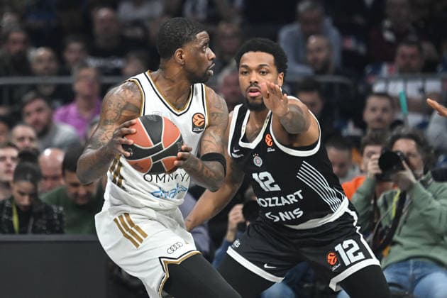 PARTIZAN vs DUBAI BASKETBALL DWAYNE BACON vs STERLING BROWN Sterling Braun basketball Partizan vs Dubai basketball during Euroleague match at Beogradska arena, Beolgrade 17.03.2026 Foto: BASKETBALL, EUROLEAGUE, PARTIZAN, DUBAI BASKETBALL Belgrade Belgrade arena Serbia Copyright: xMarkoxMetlas xMNxPressx