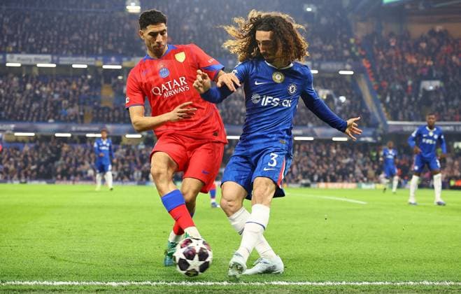 Marc Cucurella of Chelsea and Achraf Hakimi of Paris Saint-Germain Chelsea v Paris Saint-Germain, UEFA Champions League, Round of 16, Second Leg, Football, Stamford Bridge, London, UK - 17 Mar 2026London Stamford Bridge United Kingdom EDITORIAL USE ONLY No use with unauthorised audio, video, data, fixture lists, club league logos or live services. Online in-match use limited to 120 images, no video emulation. No use in betting, games or single club league player publications.  Copyright: xShutterstockx 16776722j