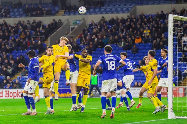 Cardiff City v Wycombe Wanderers, EFL Sky Bet League 1 Wycombe Wanderers defender Connor Taylor (26) heads towards goal during the EFL Sky Bet League 1 match between Cardiff City and Wycombe Wanderers at the Cardiff City Stadium, Cardiff, UK on 17 March 2026. Cardiff Cardiff City Stadium South Glamorgan UK Editorial use only DataCo restrictions apply See www.football-dataco.com , Copyright: xDanxMintox PSI-23913-0010