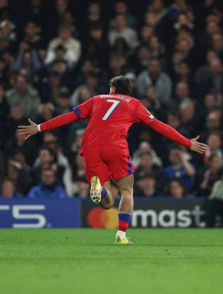 17th March 2026; Stamford Bridge, Chelsea, London, England: UEFA Champions League Football, Chelsea versus Paris Saint Germain; Khvicha Kvaratskhelia of Paris Saint-Germain scores and celebrates in the 6th minute, 0-1  IanxStephen Content restricted for UK based newspaper