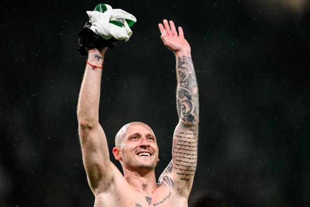 260317 Nuno Santos of Sporting celebrates after the UEFA Champions League football match between Sporting CP and Bodo Glimt on March 17, 2026 in Lisbon. Photo: Marius Simensen BILDBYRAN COP 238 MM0063 bbeng football fotball fotboll soccer uefa champions league mesterligaen bodo glimt sporting clube de portugal sporting lisboa sporting lisbon sporting cp jubel Copyright: MARIUSxSIMENSEN BB260317ZP007