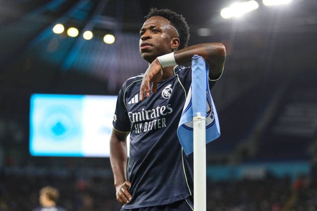 Manchester City v Real Madrid, UEFA Champions League Vinicius Junior Of Real Madrid scores a GOAL 0-1 and celebrates during the Manchester City v Real Madrid UEFA Champions League, Round of 16, 2nd Leg match at the Etihad Stadium, Manchester, England on 17 March 2026 Credit: Lee Keuneke Every Second Media Editorial use only. All images are copyright Every Second Media Limited. No images may be reproduced without prior permission. Copyright: xIMAGO EveryxSecondxMediax ESM-1862-0018 LeexKeunekex xEveryxSecondxMediax