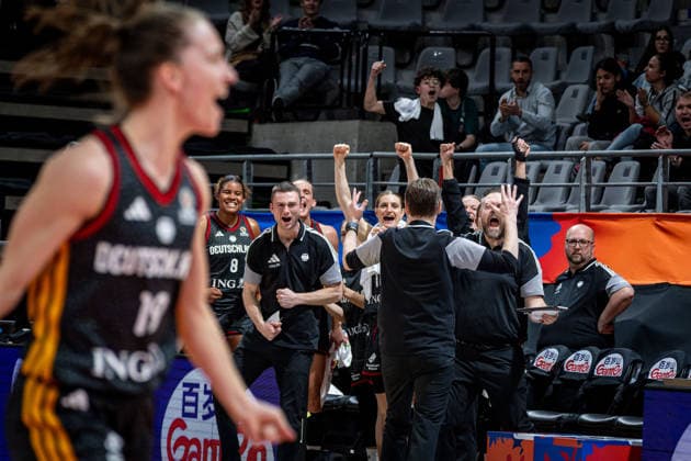 Basketball Villeurbanne 17.03.2026 Wommen™s Basketball World Cup 2026 Qualifying Tournament Nigeria (NIG) - Deutschland (GER) Jubel Deutschland