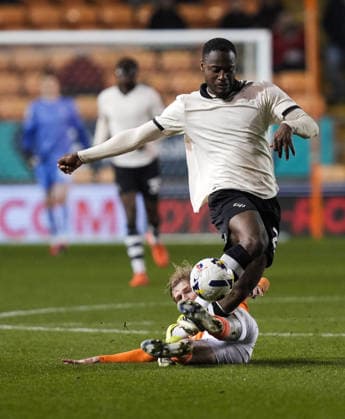 Blackpool v Port Vale Sky Bet League 1 Martin Sherif of Port Vale (right) battles for the ball with Hayden Coulson of Blackpool (on floor) during the Sky Bet League 1 match at Bloomfield Road, Blackpool 17 03 2026 UK Newspapers OUT Copyright: xMikexMartinx FIL-23146-0035