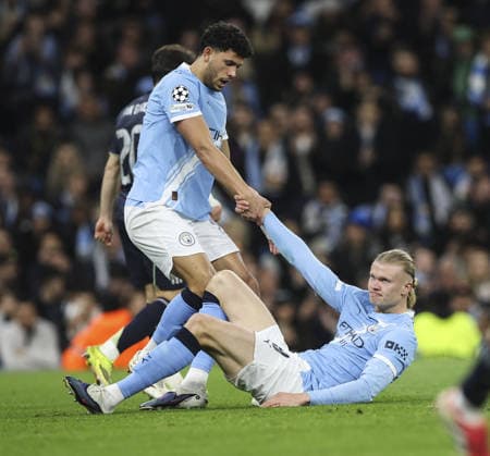 Manchester City v Real Madrid , UEFA Champions League, Round of 16, 2nd leg 17.03.26 Manchester City v Real Madrid , UEFA Champions League, Round of 16, 2nd leg Bradley Ormesher The Times Erling Haaland of Manchester City and Matheus Nunes  Copyright: xBradleyxOrmesherx NINTCHDBPICT001067510704