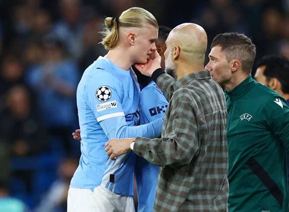 Manchester City manager Pep Guardiola substitutes Erling Haaland Manchester City v Real Madrid, UEFA Champions League, Round of 16, Second Leg, Football, Etihad Stadium, Manchester, UK - 17 Mar 2026Manchester Etihad Stadium United Kingdom EDITORIAL USE ONLY No use with unauthorised audio, video, data, fixture lists, club league logos or live services. Online in-match use limited to 120 images, no video emulation. No use in betting, games or single club league player publications. Copyright: xMattxWest Shutterstockx 16776379aq