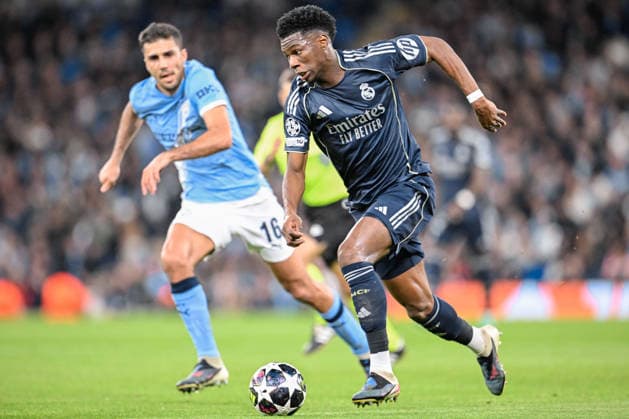 Champions League 2026 ; Manchester City v Real Madrid; Aurelien Tchouameni of Real Madrid. Manchester City v Real Madrid. Champions League round of 16 match , between Manchester City and Real Madrid played at the Etihad Stadium, Manchester on March 17, 2026 in Manchester; Manchester City of Manchester Stadium Manchester England Futbol Copyright: xCallisx xAgenciaxLOFx