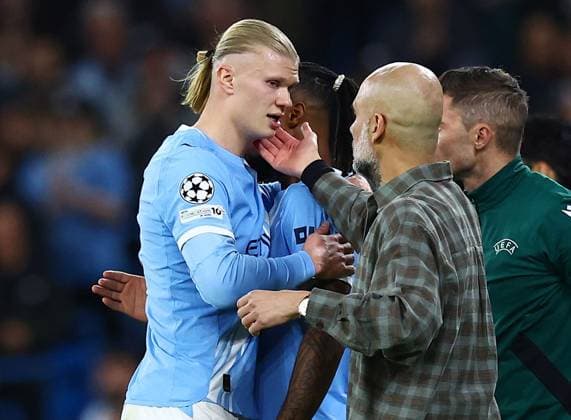 Manchester City manager Pep Guardiola substitutes Erling Haaland Manchester City v Real Madrid, UEFA Champions League, Round of 16, Second Leg, Football, Etihad Stadium, Manchester, UK - 17 Mar 2026Manchester Etihad Stadium United Kingdom EDITORIAL USE ONLY No use with unauthorised audio, video, data, fixture lists, club league logos or live services. Online in-match use limited to 120 images, no video emulation. No use in betting, games or single club league player publications. Copyright: xMattxWest Shutterstockx 16776379as
