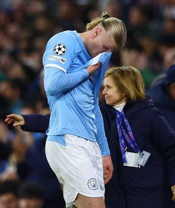 Erling Haaland of Manchester City looks dejected Manchester City v Real Madrid, UEFA Champions League, Round of 16, Second Leg, Football, Etihad Stadium, Manchester, UK - 17 Mar 2026Manchester Etihad Stadium United Kingdom EDITORIAL USE ONLY No use with unauthorised audio, video, data, fixture lists, club league logos or live services. Online in-match use limited to 120 images, no video emulation. No use in betting, games or single club league player publications. Copyright: xMattxWest Shutterstockx 16776379au