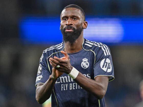 Manchester City v Real Madrid UEFA Champions League Antonio Rudiger of Real Madrid appreciates their supporters after the game during the UEFA Champions League Round of 16 Second Leg match at the Etihad Stadium, Manchester 17 03 2026 UK Newspapers OUT Copyright: xKarlxVallantinex FIL-23148-0085