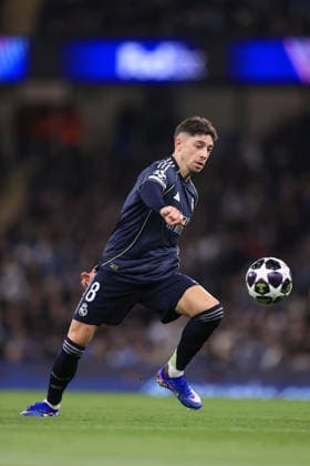 Football - UEFA Champions League - Round of 16 (2nd Leg) - Manchester City v Real Madrid 17th March 2026 - UEFA Champions League - Round of 16 (2nd Leg) - Manchester City v Real Madrid - Federico Valverde of Real Madrid - Photo: Simon Stacpoole Offside. Manchester UK Copyright: xSimonxStacpoolexOffside