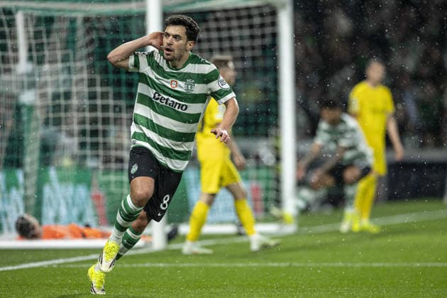 Pedro Gonçalves 8 of Sporting CP celebrates after scoring team s second goal during the UEFA Champions League match between Sporting CP vs FK Bodø Glimt at Estadio Jose Alvalade on March 17th,2026 (Photo by Joao Bravo Sports Press Photo) Copyright: xJoaoxBravo SportsxPressxPhotox Sportspressphoto_SPR112922