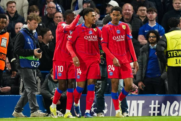 Chelsea v Paris Saint-Germain, UEFA Champions League Senny Mayulu of Paris Saint-Germain celebrating his goal to make it 0-3 during the Chelsea v Paris Saint-Germain UEFA Champions League, Round of 16, 2nd Leg match at Stamford Bridge, London, England on 17 March 2026 Credit: Dylan Hepworth Every Second Media Editorial use only. All images are copyright Every Second Media Limited. No images may be reproduced without prior permission. Copyright: xIMAGO EveryxSecondxMediax ESM-1863-0128 DylanxHepworthx xEveryxSecondxMediax