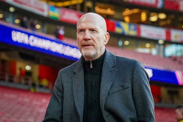 England: Fussball UEFA Champions League 2025 - 2026, Achtelfinale (Rückspiel) FC Arsenal London vs Bayer 04 Leverkusen - Emirates Stadium (London): Matthias Sammer (TV-Experte, Prime Video) Mimik, Gesichtsausdruck, Emotion, Geste, Gestik Copyright: xJOERANxSTEINSIEKx