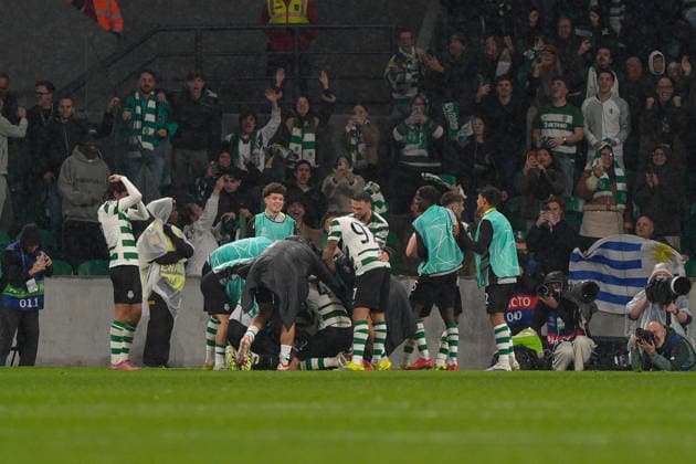 March 17, 2026, Lisbon, Portugal: Sporting CP players celebrates their fourth goal during UEFA Champions League 2025 26 round of 16 2nd leg between Sporting CP and FK Bodo Glimt at Estadio Jose Alvalade..Final score: Sporting CP 5:0 FK Bodo Glimt Lisbon Portugal - ZUMAs197 20260317_aaa_s197_284 Copyright: xBrunoxdexCarvalhox