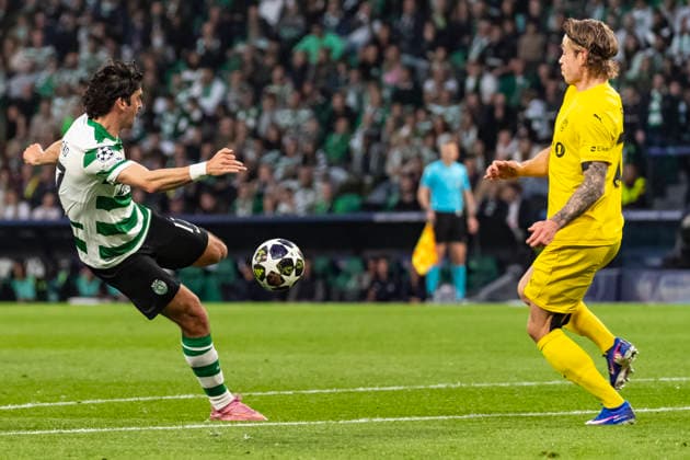 17th March 2026; Estadio Jose Alvalade, Lisbon, Portugal, UEFA Champions League Football, Sporting Lisbon versus Bodo Glimt; Francisco Trincao of Sporting shoots on goal  JosexSalgueiro Content restricted for UK based newspaper