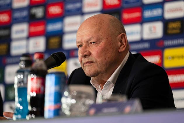 Czech head coach Miroslav Koubek speaks during the press conference, PK, Pressekonferenz to announce Czech national football team s roster for World Cup qualifying playoff matches, in Prague, Czech Republic, March 17, 2026. (CTKxPhoto MichalxKamaryt) CTKPhotoP2026031707815  CTKPhotoP2026031707815