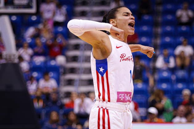 2026 World Cup Qualifying Tournament - Puerto Rico V New Zealand Tayra Melendez 1 of Puerto Rico celebrates during the game at the 2026 FIBA World Cup Qualifying Tournament between Puerto Rico and New Zealand at Coliseo Jose Miguel Agrelot in San Juan, Puerto Rico, on March 17, 2026. San Juan Puerto Rico  Copyright: xEdgardoxMedinax originalFilename:medinamillan-notitle260317_npV5h.jpg