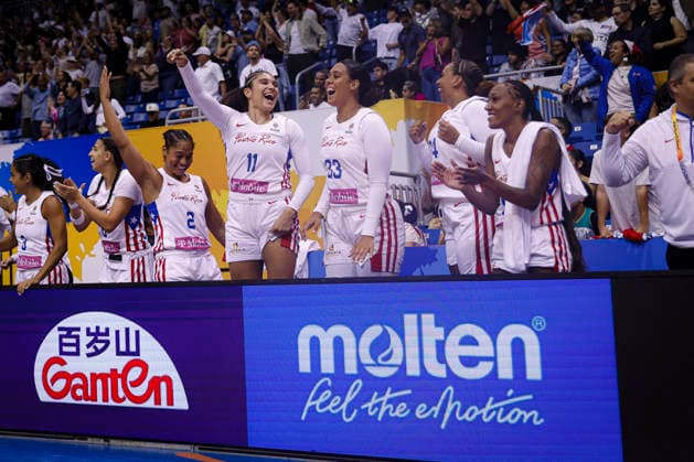 2026 World Cup Qualifying Tournament - Puerto Rico V New Zealand Sofia Roma 11, India Pagan 33, Kaelynn Satterfield 24, Jacqueline Benitez 55, and Brianna Jones 2 of Puerto Rico celebrate after securing a spot at the FIBA Women s Basketball World Cup 2026 during the game at the 2026 FIBA World Cup Qualifying Tournament between Puerto Rico and New Zealand in San Juan, Puerto Rico, on March 17, 2026, at Coliseo Jose Miguel Agrelot. San Juan Puerto Rico  Copyright: xEdgardoxMedinax originalFilename:medinamillan-notitle260317_npcSp.jpg