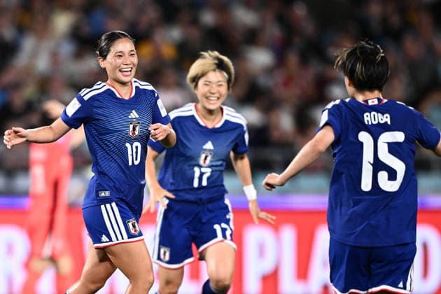 SOCCER ASIAN CUP WOMEN SOUTH KOREA JAPAN, Fuka Nagano of Japan (left) celebrates with teammates after setting up a goal during the AFC Women s Asian Cup Semi Final 2 between Korea Republic and Japan at Stadium Australia in Sydney, Wednesday, March 18, 2026. ( NO ARCHIVING, EDITORIAL USE ONLY SYDNEY NEW SOUTH WALES AUSTRALIA  Copyright: xDANxHIMBRECHTSx 20260318190194120650