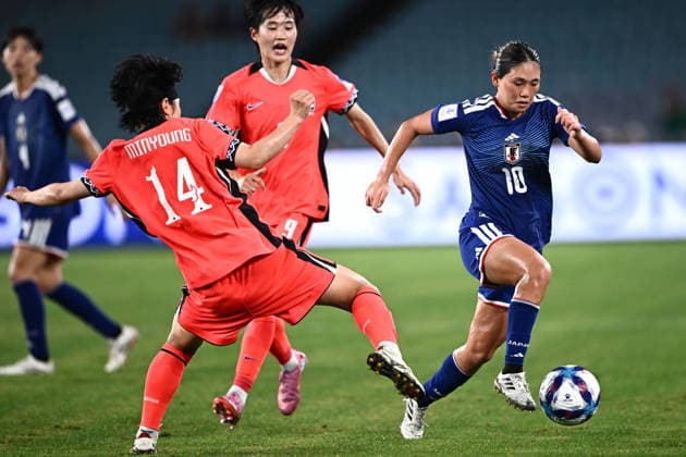 SOCCER ASIAN CUP WOMEN SOUTH KOREA JAPAN, Fuka Nagano of Japan competes for possession with Jung Minyoung of Korea Republic during the AFC Women s Asian Cup Semi Final 2 between Korea Republic and Japan at Stadium Australia in Sydney, Wednesday, March 18, 2026. ( NO ARCHIVING, EDITORIAL USE ONLY SYDNEY NEW SOUTH WALES AUSTRALIA  Copyright: xDANxHIMBRECHTSx 20260318136813375139