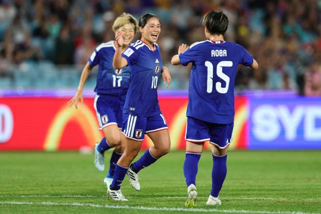 Fuka Nagano of Japan celebrates the goal scored by Riko Ueki of Japan during the AFC Womens Asian Cup 2026 Semi Final match between Korea DPR Women and Japan Women at Stadium Australia, Sydney, Australia on 18 March 2026. Copyright: xPeterxDovganx 44680017