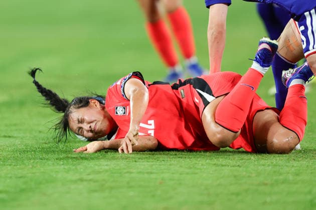 Choo Hyo-Joo of Korea Republic reacts to a tackle during the AFC Womens Asian Cup 2026 Semi Final match between Korea DPR Women and Japan Women at Stadium Australia, Sydney, Australia on 18 March 2026. Copyright: xPeterxDovganx 44680037