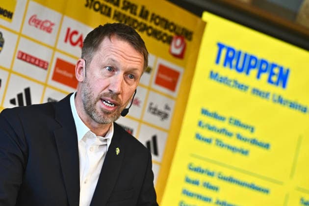 STOCKHOLM, SVERIGE 20260318 Förbundskapten Graham Potter presenterar herrlandslagets trupp till VM-playoff. STOCKHOLM SVERIGE x10090x
