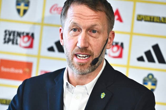 STOCKHOLM, SVERIGE 20260318 Förbundskapten Graham Potter presenterar herrlandslagets trupp till VM-playoff. STOCKHOLM SVERIGE x10090x