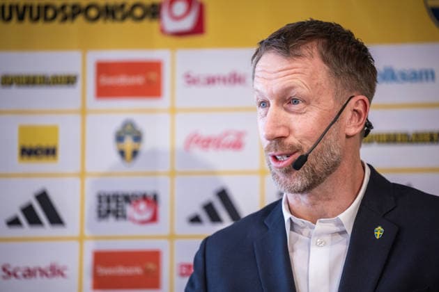 260318 Head coach Graham Potter of the Swedish men s national football team during a press conference, PK, Pressekonferenz on March 18, 2026 in Stockholm. Photo: Johanna Säll BILDBYRAN kod JL JL0601 fotboll football soccer fotball vm-kval kval FIFA World Cup, WM, Weltmeisterschaft, Fussball qualifier qualifier presskonferens press conference sverige sweden sverige a bbeng Copyright: JOHANNAxSÄLL BB260318BB335