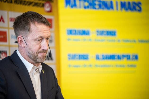 260318 Head coach Graham Potter of the Swedish men s national football team during a press conference, PK, Pressekonferenz on March 18, 2026 in Stockholm. Photo: Johanna Säll BILDBYRAN kod JL JL0601 fotboll football soccer fotball vm-kval kval FIFA World Cup, WM, Weltmeisterschaft, Fussball qualifier qualifier presskonferens press conference sverige sweden sverige a bbeng Copyright: JOHANNAxSÄLL BB260318BB336