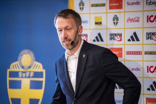 260318 Head coach Graham Potter of the Swedish men s national football team during a press conference, PK, Pressekonferenz on March 18, 2026 in Stockholm. Photo: Johanna Säll BILDBYRAN kod JL JL0601 fotboll football soccer fotball vm-kval kval FIFA World Cup, WM, Weltmeisterschaft, Fussball qualifier qualifier presskonferens press conference sverige sweden sverige a bbeng Copyright: JOHANNAxSÄLL BB260318BB337